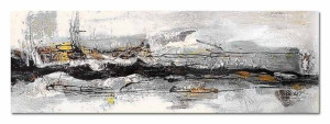 Obraz olejny ręcznie malowany 50x150cm Szara muzyka