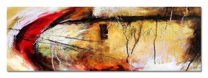Obraz olejny ręcznie malowany 50x150cm Czerwony łuk