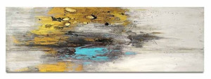 Obraz olejny ręcznie malowany 50x150cm Niebieski kamień