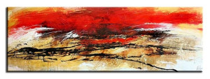 Obraz olejny ręcznie malowany 50x150cm Czerwone krzewy