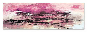 Obraz olejny ręcznie malowany 50x150cm Różowe krzewy