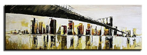 Obraz olejny ręcznie malowany 50x150cm Zapomniane miasto