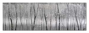 Obraz olejny ręcznie malowany 50x150cm Zamglony las