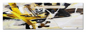 Obraz olejny ręcznie malowany 50x150cm Żółty samolt