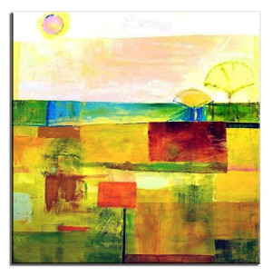 Obraz olejny ręcznie malowany 90x90cm Żółte drewno