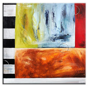Obraz olejny ręcznie malowany 90x90cm Czarne kwadraty