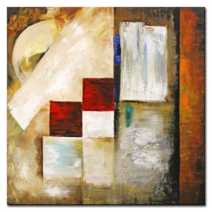 Obraz olejny ręcznie malowany 90x90cm Fasada piekarni