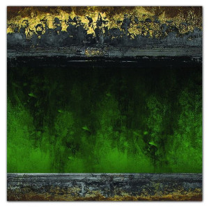Obraz olejny ręcznie malowany 90x90cm Szlachetna zieleń