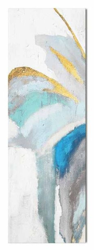 Obraz olejny ręcznie malowany 50x150cm Szary motyl