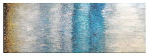 Obraz olejny ręcznie malowany 50x150cm  Niebieski deszcz