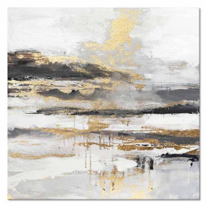 Obraz olejny ręcznie malowany 90x90cm Złote słońce