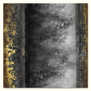 Obraz olejny ręcznie malowany 90x90cm Uwięziony prostokąt czarny