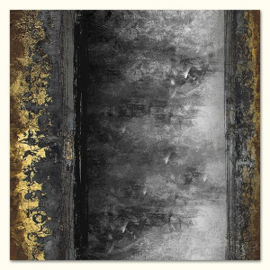 Obraz olejny ręcznie malowany 90x90cm Uwięziony prostokąt czarny