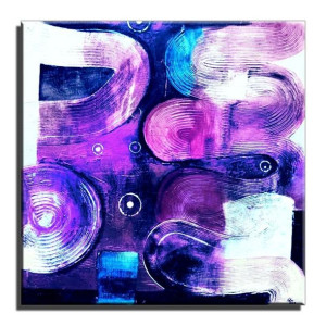 Obraz olejny ręcznie malowany 90x90cm Fiolet ulicy