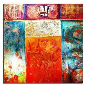 Obraz olejny ręcznie malowany 90x90cm Jaskrawe fasady