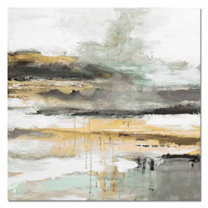 Obraz olejny ręcznie malowany 90x90cm Popielate chmury