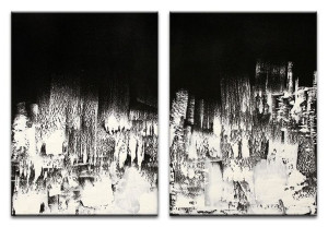 Obraz olejny ręcznie malowany 50x70cm x2 Miasto nocą