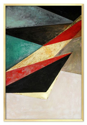 Obraz olejny ręcznie malowany 63x93cm Kompozycja z czerwonym trójkątem