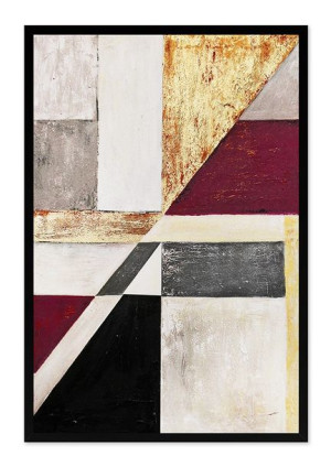 Obraz olejny ręcznie malowany 63x93cm Geometryczna perła purpura