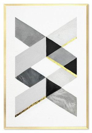 Obraz olejny ręcznie malowany 63x93cm Geometryczna kompozycja szarość