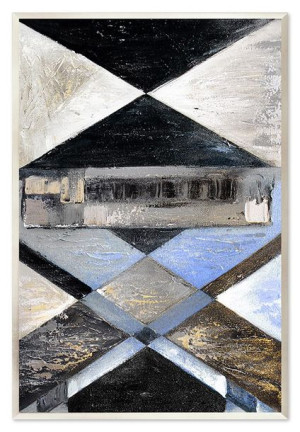Obraz olejny ręcznie malowany 63x93cm Symetria życia błękit