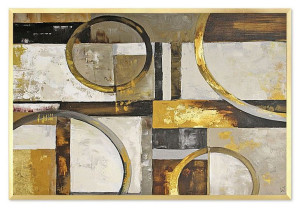 Obraz olejny ręcznie malowany 63x93cm Obręcze na beżowym tle