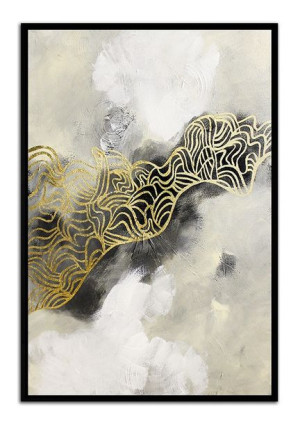 Obraz olejny ręcznie malowany 63x93cm Złote wzory