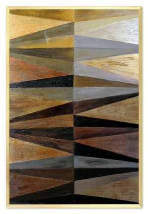 Obraz olejny ręcznie malowany 63x93cm Drewniane trójkąty