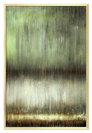 Obraz olejny ręcznie malowany 63x93cm Seledynowe drzewa