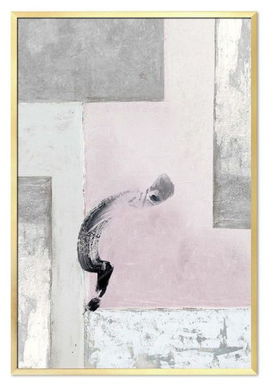 Obraz olejny ręcznie malowany 63x93cm Szare prostokąty