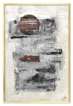 Obraz olejny ręcznie malowany 63x93cm Brązowe słońce