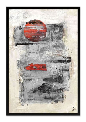 Obraz olejny ręcznie malowany 63x93cm Czerwone słońce