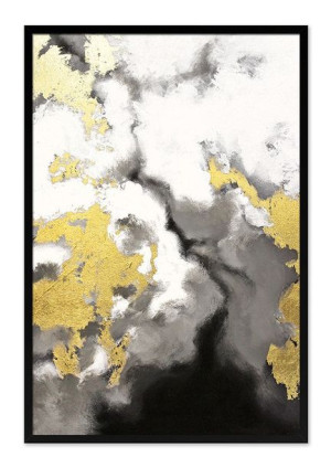 Obraz olejny ręcznie malowany 63x93cm Śnieg i złoto
