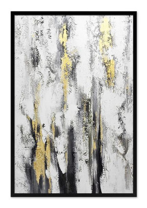 Obraz olejny ręcznie malowany 63x93cm Złote rośliny