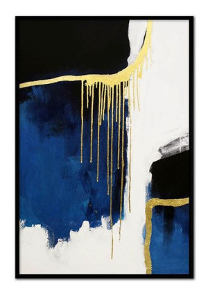 Obraz olejny ręcznie malowany 63x93cm Anonimowość granat