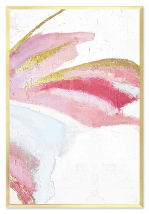 Obraz olejny ręcznie malowany 63x93cm Różowe skrzydło motyla