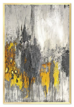 Obraz olejny ręcznie malowany 63x93cm Szarość i złoto