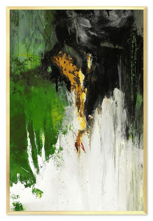 Obraz olejny ręcznie malowany 63x93cm Czerń i szmaragd