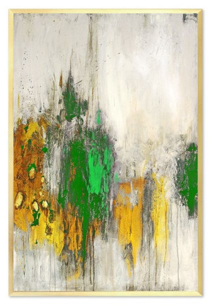 Obraz olejny ręcznie malowany 63x93cm Zieleń i złoto