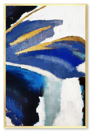 Obraz olejny ręcznie malowany 63x93cm Granatowe skrzydło motyla