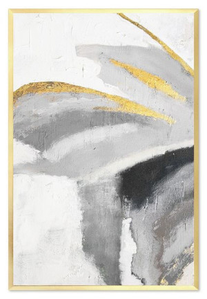 Obraz olejny ręcznie malowany 63x93cm Szare skrzydło motyla