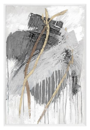 Obraz olejny ręcznie malowany 63x93cm Szara kompozycja