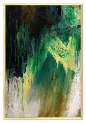 Obraz olejny ręcznie malowany 63x93cm Zielona ekspresja