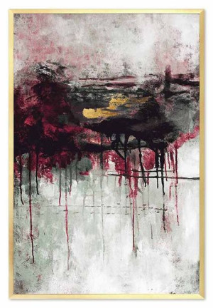 Obraz olejny ręcznie malowany 63x93cm Purpurowy rozprysk