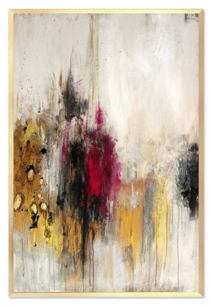 Obraz olejny ręcznie malowany 63x93cm Czerwień i złoto I