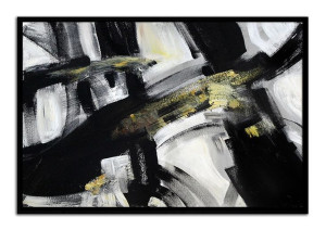 Obraz olejny ręcznie malowany 63x93cm Czarna kompozycjaa