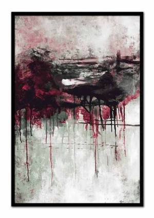 Obraz olejny ręcznie malowany 63x93cm Purpurowy rozprysk