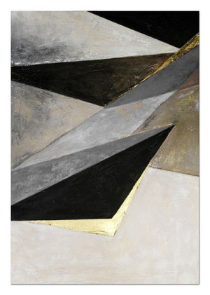 Obraz olejny ręcznie malowany 60x90cm Szarość i złoto II