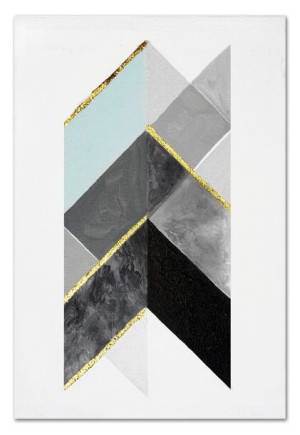 Obraz olejny ręcznie malowany 60x90cm Kompozycja geometryczna błękit