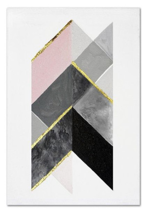 Obraz olejny ręcznie malowany 60x90cm Kompozycja geometryczna różowy
